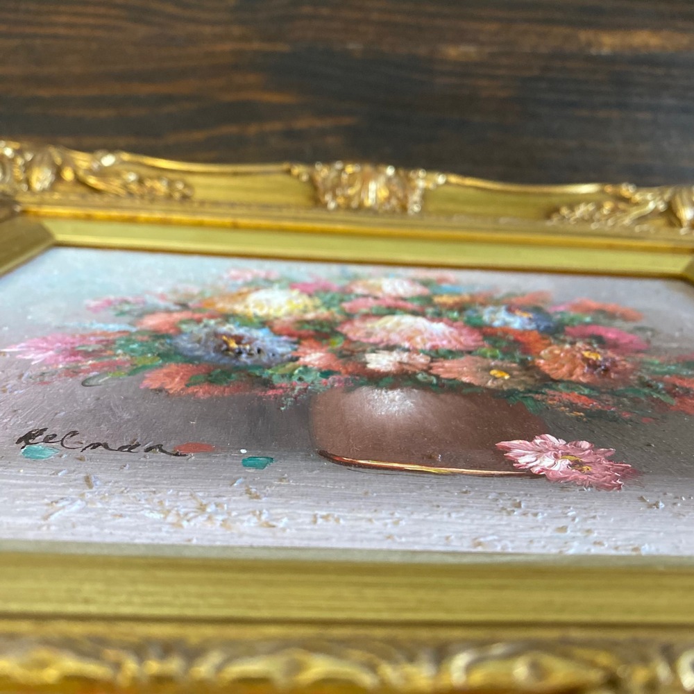 Helman Signed Impasto Floral Oil Painting Ornate Gold Gilt Frame Still Life - Picture 4 of 15